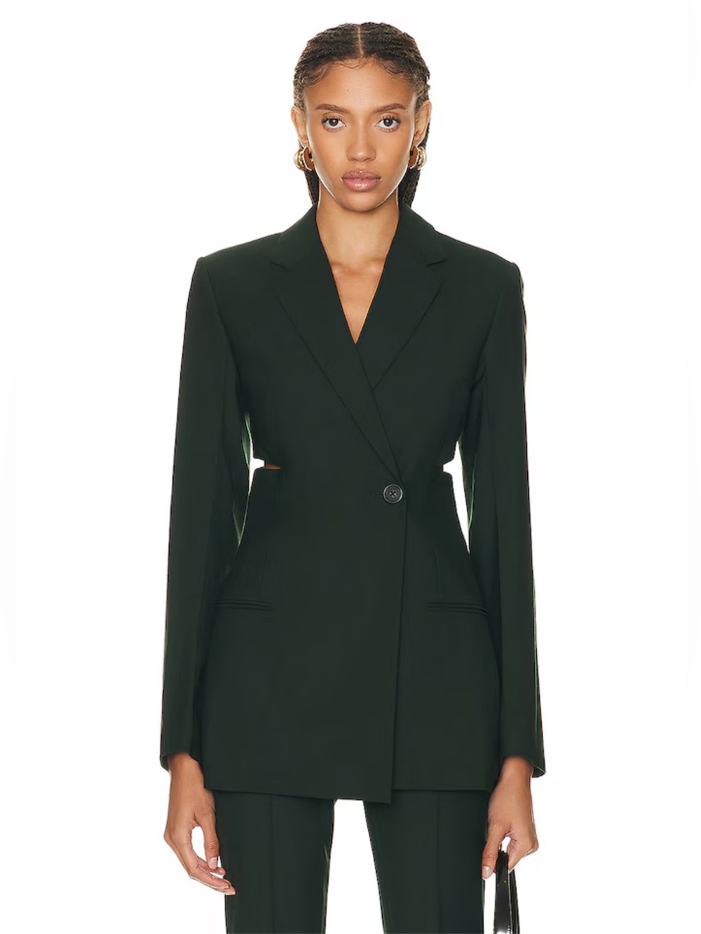 Helmut Lang Slash Blazer in Dark Green Size XS / 0 Designer cut out jacket